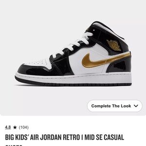 Jordan Kids Sneakers Black White Gold